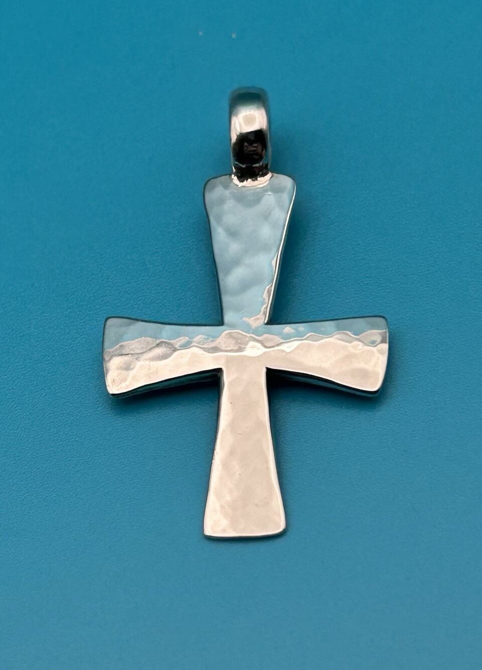 James Avery Retired 925 Sterling Silver Hammered Cross Pendant 1.5" w Bail